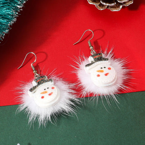 Winter Snowflake Hair Ball Earrings Ins Cute Christmas Elk Santa Claus Stock Element Earrings Women Jewelry Winter Snowflake Hair Ball Earrings Ins Cute Christmas Elk Santa Claus Stock Element Earrings Women Jewelry