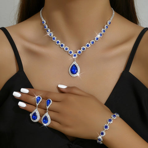 Fashion Jewelry Bridal Jewelry Suit Necklace Ear Stud Bracelet Three-piece Set Fashion Jewelry Bridal Jewelry Suit Necklace Ear Stud Bracelet Three-piece Set