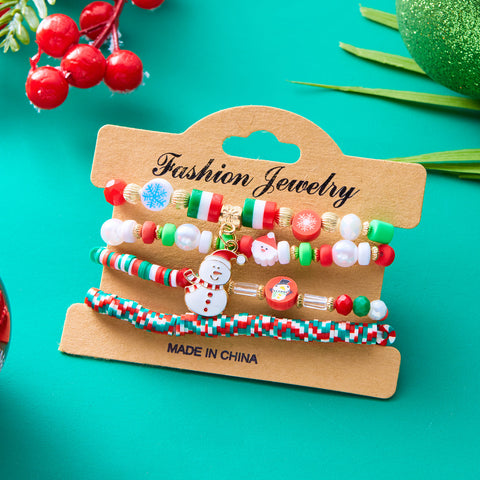 Christmas Snowman Bracelet Handmade Beaded Suit Christmas Snowman Bracelet Handmade Beaded Suit