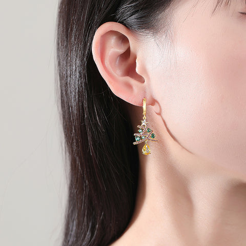 New Christmas Tree Earrings With Colorful Rhinestones Fashion Personality Shining Earrings Gift For Women Jewelry New Christmas Tree Earrings With Colorful Rhinestones Fashion Personality Shining Earrings Gift For Women Jewelry