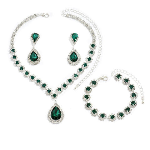 Fashion Jewelry Bridal Jewelry Suit Necklace Ear Stud Bracelet Three-piece Set Fashion Jewelry Bridal Jewelry Suit Necklace Ear Stud Bracelet Three-piece Set