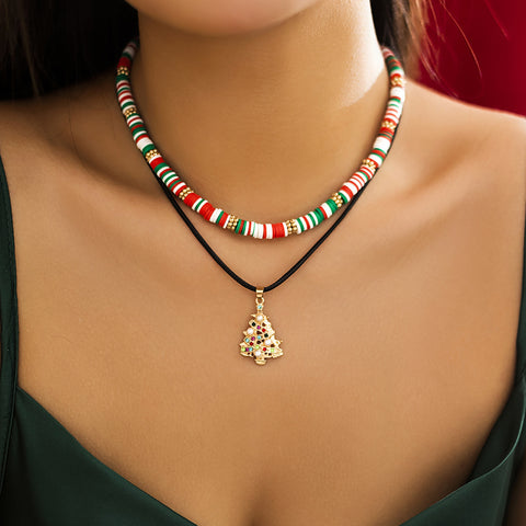 Beaded Women's Necklace Christmas Snowman Gift Imitation Crystal Ornament Beaded Women's Necklace Christmas Snowman Gift Imitation Crystal Ornament
