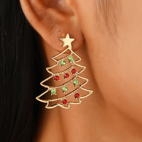 Christmas Earrings With Christmas Tree Colorful Zircon Christmas Tree Earrings  For Women Personality Earrings Party Jewelry Christmas Gift Christmas Earrings With Christmas Tree Colorful Zircon Christmas Tree Earrings  For Women Personality Earrings Party Jewelry Christmas Gift