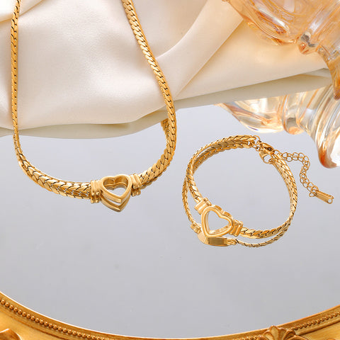 Personalized Love Chain Necklace Bracelet For Women Fashion Titanium Steel Non-fading Clavicle Chain Jewelry Personalized Love Chain Necklace Bracelet For Women Fashion Titanium Steel Non-fading Clavicle Chain Jewelry