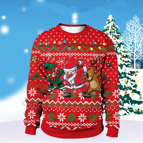 Men And Women Digital Printing Christmas Round Neck Sweater Tops Men And Women Digital Printing Christmas Round Neck Sweater Tops