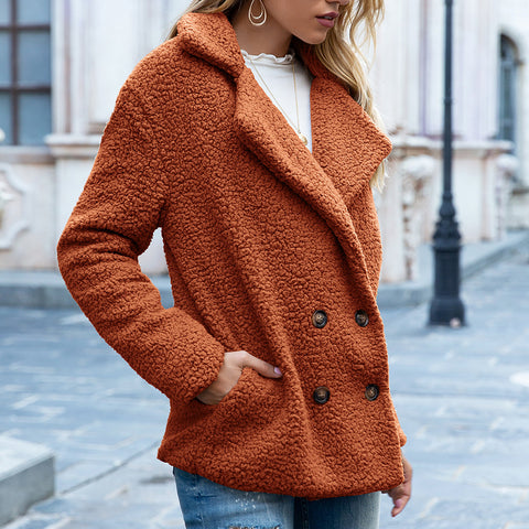 Loose Lapel Fluffy Coat Winter Button Jacket Cardigan Outwear For Women Clothing Loose Lapel Fluffy Coat Winter Button Jacket Cardigan Outwear For Women Clothing