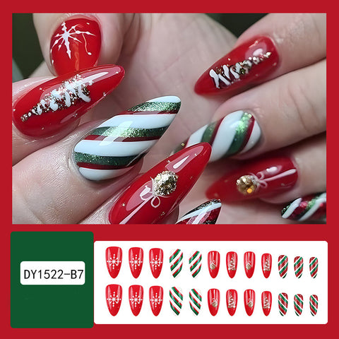 24pcs Christmas False Nails Hat Striped Snowflake Nail Art Stickers For Parties Dances Or Holiday Wear 24pcs Christmas False Nails Hat Striped Snowflake Nail Art Stickers For Parties Dances Or Holiday Wear