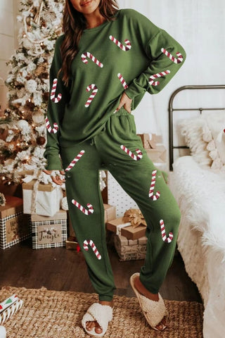 Women's Christmas Sequins Long Sleeve Pants Two-piece Set Fashion Casual Set Women's Christmas Sequins Long Sleeve Pants Two-piece Set Fashion Casual Set