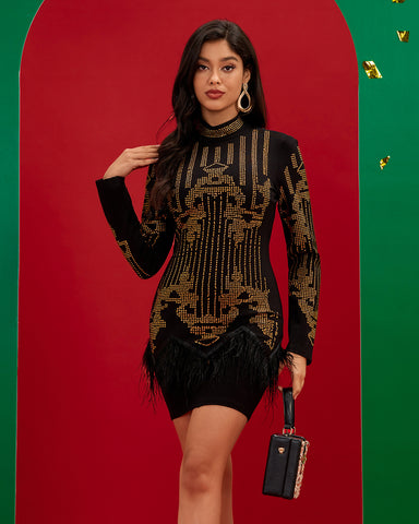Glimmering Rhinestone-Embellished Bodycon Mini Dress Glimmering Rhinestone-Embellished Bodycon Mini Dress