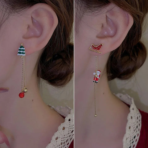 Ins Fashion Xmas Earrings Moving Santa Claus Long Tassel Earrings For Women Christmas Tree Snowflake Asymmetric Drop Earring Ins Fashion Xmas Earrings Moving Santa Claus Long Tassel Earrings For Women Christmas Tree Snowflake Asymmetric Drop Earring