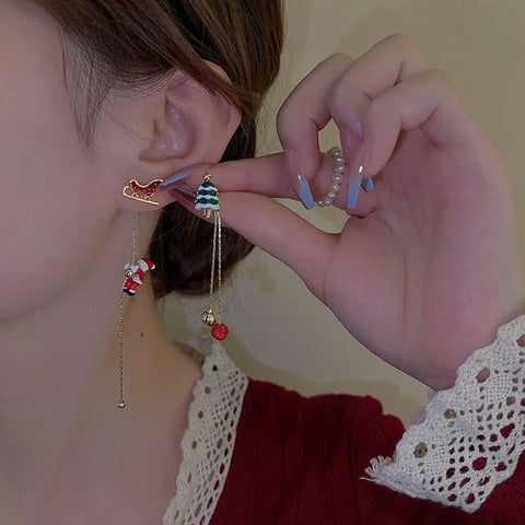 Ins Fashion Xmas Earrings Moving Santa Claus Long Tassel Earrings For Women Christmas Tree Snowflake Asymmetric Drop Earring Ins Fashion Xmas Earrings Moving Santa Claus Long Tassel Earrings For Women Christmas Tree Snowflake Asymmetric Drop Earring