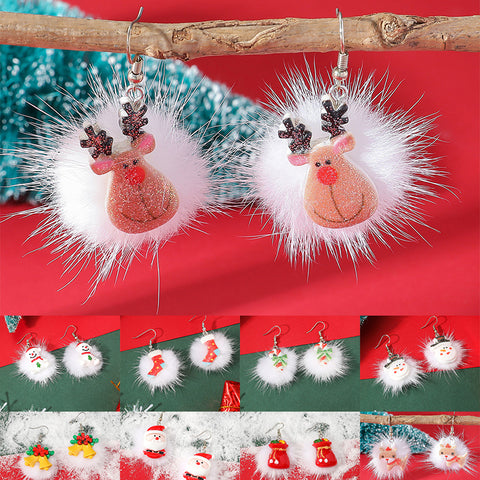 Winter Snowflake Hair Ball Earrings Ins Cute Christmas Elk Santa Claus Stock Element Earrings Women Jewelry Winter Snowflake Hair Ball Earrings Ins Cute Christmas Elk Santa Claus Stock Element Earrings Women Jewelry