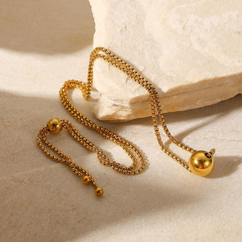 Pull-out 18K Gold Stainless Steel Necklace For Women Pull-out 18K Gold Stainless Steel Necklace For Women