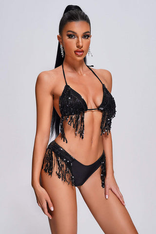 Dazzling Duo: Sequin Tassel Swimsuit Set for Dance Party Performance Dazzling Duo: Sequin Tassel Swimsuit Set for Dance Party Performance