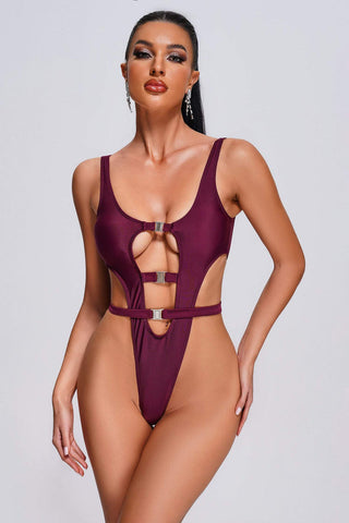 Daring Elegance - Extreme High-Cut Thong Monokini with Hollow Out Daring Elegance - Extreme High-Cut Thong Monokini with Hollow Out