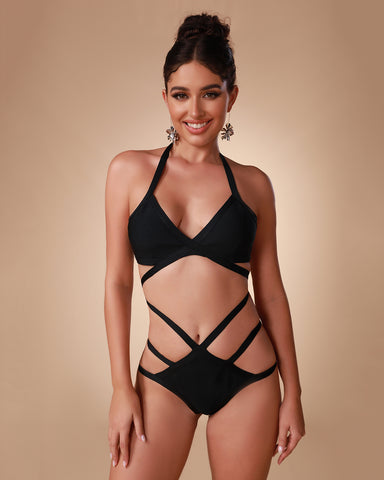 Sleek Seduction - Black Bandage One-Piece, High Waist Cut-Out Swimwear 2023 Sleek Seduction - Black Bandage One-Piece, High Waist Cut-Out Swimwear 2023