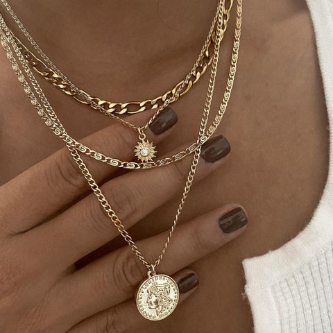 Chunky Gold Necklace Chunky Charm Necklace For Women Layered Gold Necklace For Women Silver Coin Necklace Jewelry Gifts For Women Chunky Gold Necklace Chunky Charm Necklace For Women Layered Gold Necklace For Women Silver Coin Necklace Jewelry Gifts For Women