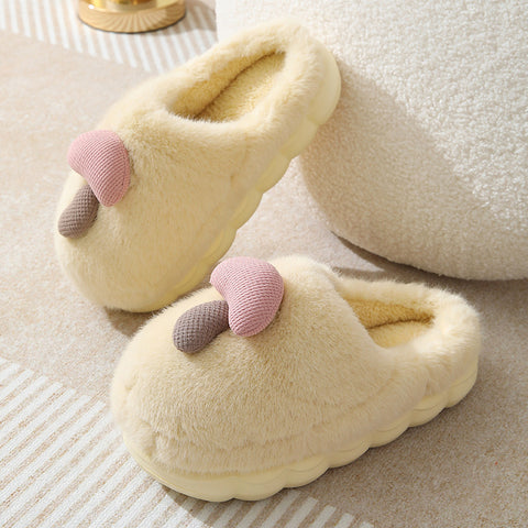 Cute Mushroom Cotton Slippers For Women Thick-soled Autumn And Winter Plush Slipper Indoor Non-slip Eva Household Furry Shoes Cute Mushroom Cotton Slippers For Women Thick-soled Autumn And Winter Plush Slipper Indoor Non-slip Eva Household Furry Shoes