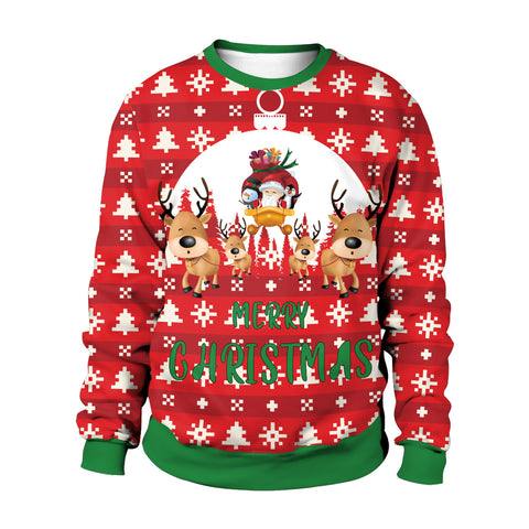Men And Women Digital Printing Christmas Round Neck Sweater Tops Men And Women Digital Printing Christmas Round Neck Sweater Tops