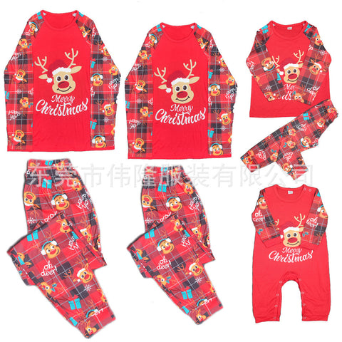 European And American Long Sleeve Home Wear Printed Plaid Christmas Suit European And American Long Sleeve Home Wear Printed Plaid Christmas Suit