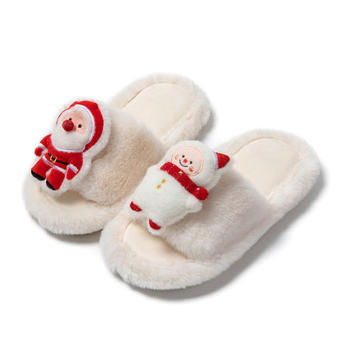 Christmas Shoes Ins Santa Claus Open-toe Cotton Slippers Winter Home Indoor Floor Plush Warm Furry Slippers Women Christmas Shoes Ins Santa Claus Open-toe Cotton Slippers Winter Home Indoor Floor Plush Warm Furry Slippers Women