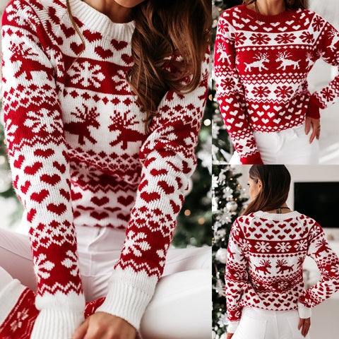 Christmas Elk Long Sleeve Knitted Sweater Christmas Elk Long Sleeve Knitted Sweater