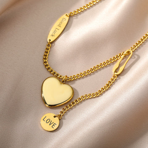 Fashion Jewelry Multilayer Heart Pendant Necklaces For Women Stainless Steel Chain Choker Zircon Moon Star Necklace Femme Wedding Jewelry Gift Fashion Jewelry Multilayer Heart Pendant Necklaces For Women Stainless Steel Chain Choker Zircon Moon Star Necklace Femme Wedding Jewelry Gift