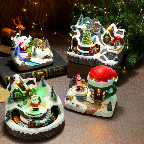 Christmas Rotating Resin Luminous Music Box Ornaments Christmas Rotating Resin Luminous Music Box Ornaments