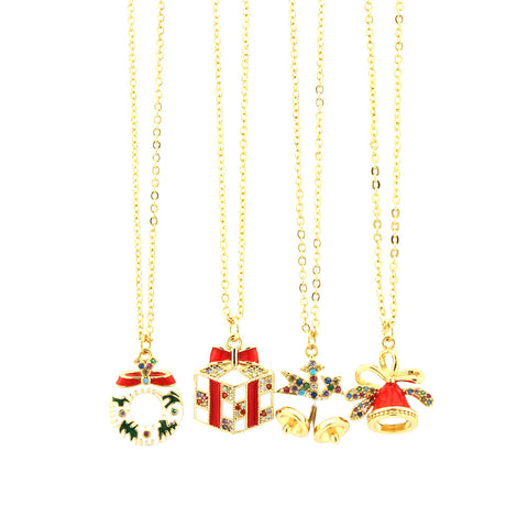 Christmas Tree Santa Claus Elk Snowman Oil-drop Necklace With Colored Rhinestones Ins Festival Clavicle Chain Necklace For Women Jewelry Christmas Tree Santa Claus Elk Snowman Oil-drop Necklace With Colored Rhinestones Ins Festival Clavicle Chain Necklace For Women Jewelry