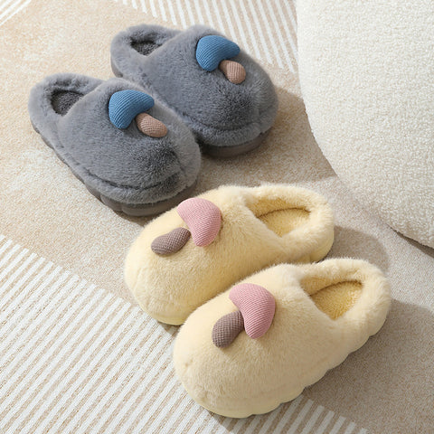 Cute Mushroom Cotton Slippers For Women Thick-soled Autumn And Winter Plush Slipper Indoor Non-slip Eva Household Furry Shoes Cute Mushroom Cotton Slippers For Women Thick-soled Autumn And Winter Plush Slipper Indoor Non-slip Eva Household Furry Shoes