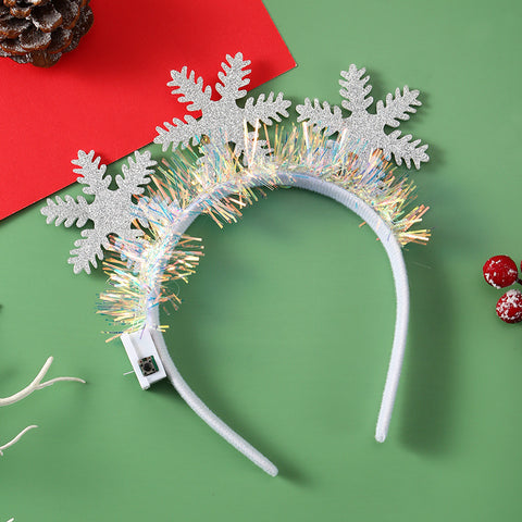 Christmas Hair Band Glowing Headband Xmas Tree Snowflake Hair Band Deer Horn Light Flashing Headwear Merry Christmas Gift Christmas Hair Band Glowing Headband Xmas Tree Snowflake Hair Band Deer Horn Light Flashing Headwear Merry Christmas Gift