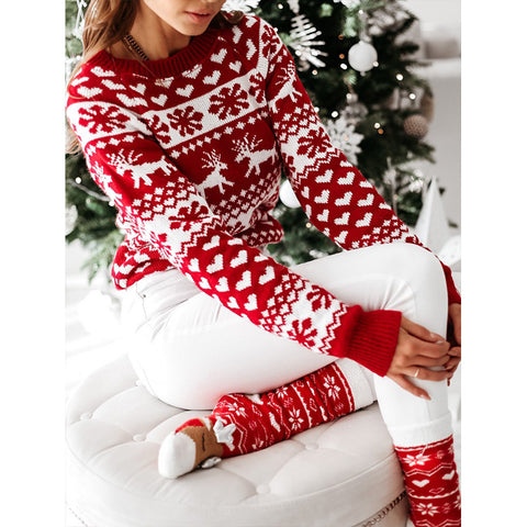 Christmas Elk Long Sleeve Knitted Sweater Christmas Elk Long Sleeve Knitted Sweater