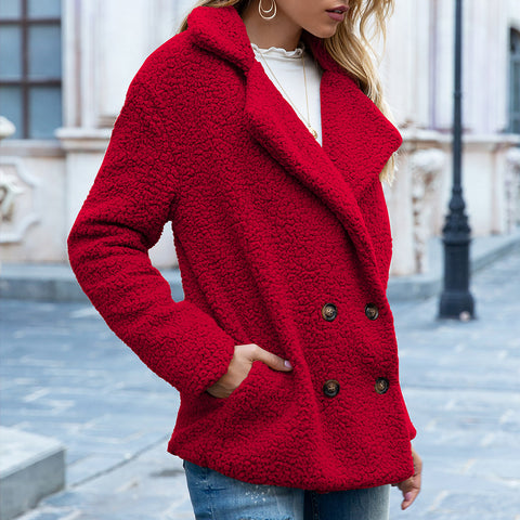 Loose Lapel Fluffy Coat Winter Button Jacket Cardigan Outwear For Women Clothing Loose Lapel Fluffy Coat Winter Button Jacket Cardigan Outwear For Women Clothing