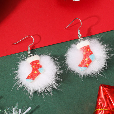 Winter Snowflake Hair Ball Earrings Ins Cute Christmas Elk Santa Claus Stock Element Earrings Women Jewelry Winter Snowflake Hair Ball Earrings Ins Cute Christmas Elk Santa Claus Stock Element Earrings Women Jewelry