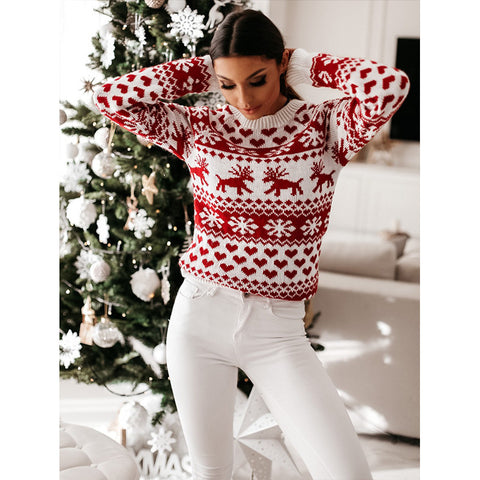Christmas Elk Long Sleeve Knitted Sweater Christmas Elk Long Sleeve Knitted Sweater