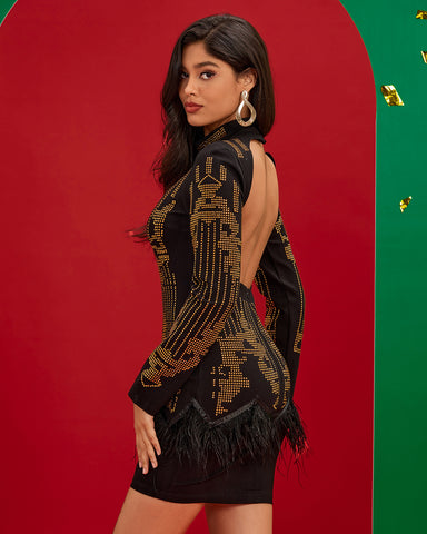 Glimmering Rhinestone-Embellished Bodycon Mini Dress Glimmering Rhinestone-Embellished Bodycon Mini Dress