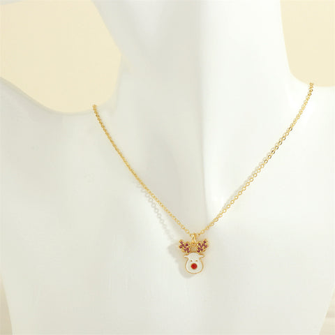 Christmas Tree Santa Claus Elk Snowman Oil-drop Necklace With Colored Rhinestones Ins Festival Clavicle Chain Necklace For Women Jewelry Christmas Tree Santa Claus Elk Snowman Oil-drop Necklace With Colored Rhinestones Ins Festival Clavicle Chain Necklace For Women Jewelry