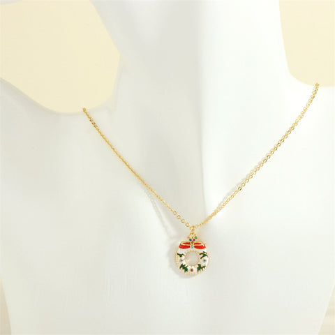 Christmas Tree Santa Claus Elk Snowman Oil-drop Necklace With Colored Rhinestones Ins Festival Clavicle Chain Necklace For Women Jewelry Christmas Tree Santa Claus Elk Snowman Oil-drop Necklace With Colored Rhinestones Ins Festival Clavicle Chain Necklace For Women Jewelry