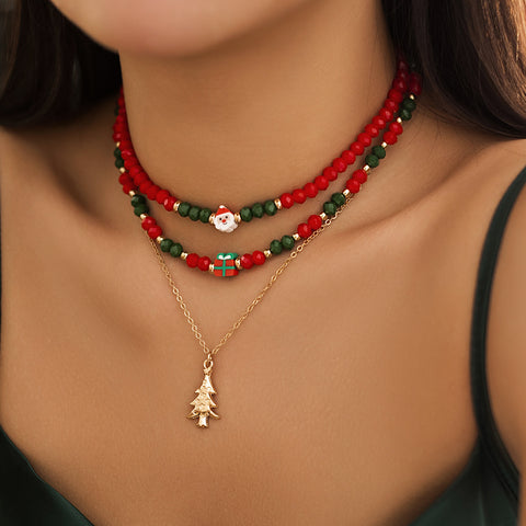 Beaded Women's Necklace Christmas Snowman Gift Imitation Crystal Ornament Beaded Women's Necklace Christmas Snowman Gift Imitation Crystal Ornament