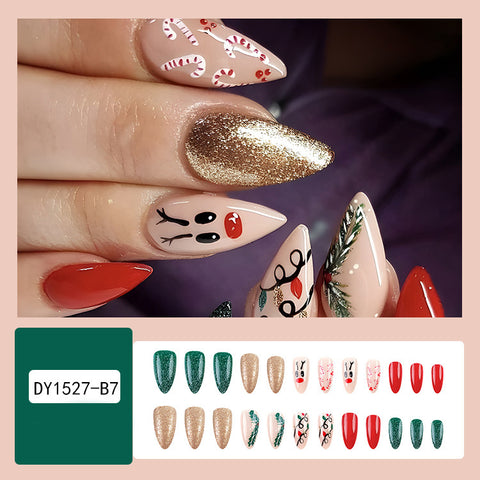 24pcs Christmas False Nails Hat Striped Snowflake Nail Art Stickers For Parties Dances Or Holiday Wear 24pcs Christmas False Nails Hat Striped Snowflake Nail Art Stickers For Parties Dances Or Holiday Wear