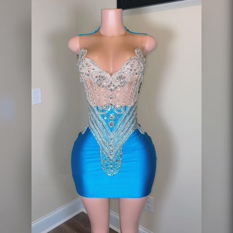 Sultry Sheer Elegance - Translucent O-Neck Prom Dress with Beaded Backless Mini Sultry Sheer Elegance - Translucent O-Neck Prom Dress with Beaded Backless Mini