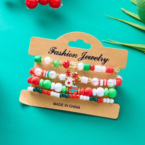 Christmas Snowman Bracelet Handmade Beaded Suit Christmas Snowman Bracelet Handmade Beaded Suit