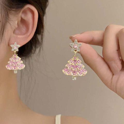 Micro-inlaid Christmas Tree Earrings Female Design Fashion Micro-inlaid Christmas Tree Earrings Female Design Fashion