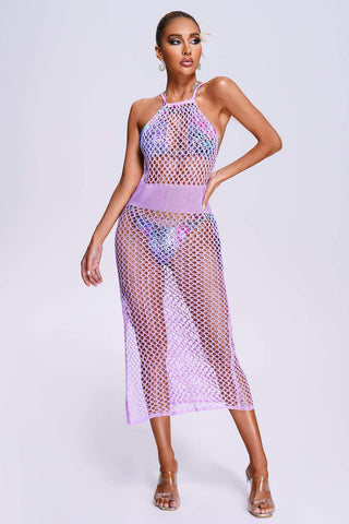 Sizzling Charm - Hot & Stylish Midi, Fashionable Halter Weave Ensemble Sizzling Charm - Hot & Stylish Midi, Fashionable Halter Weave Ensemble