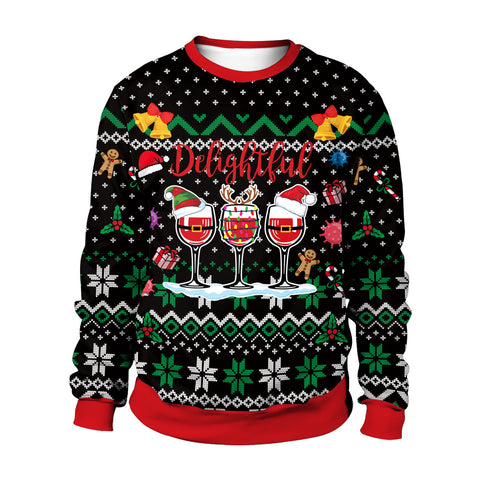 Men And Women Digital Printing Christmas Round Neck Sweater Tops Men And Women Digital Printing Christmas Round Neck Sweater Tops