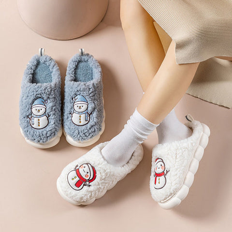 Cute Snowman Slippers Winter Indoor Household Warm Plush Thick-Soled Anti-slip Couple Home Slipper Soft Floor Bedroom House Shoes Cute Snowman Slippers Winter Indoor Household Warm Plush Thick-Soled Anti-slip Couple Home Slipper Soft Floor Bedroom House Shoes