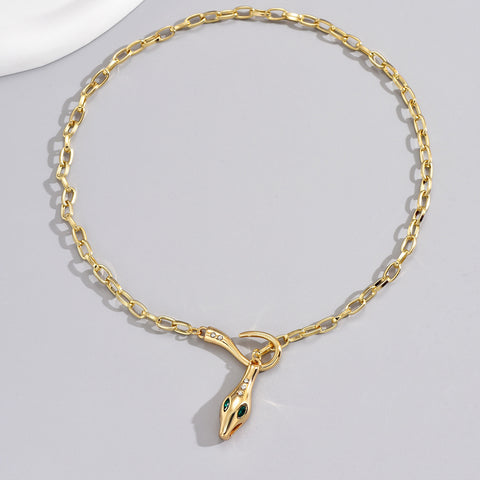 High Class Elegant Metal Snake Series Diamond-studded Necklace High Class Elegant Metal Snake Series Diamond-studded Necklace