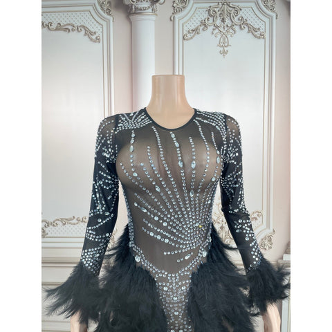 Glam Feathered Bodysuit - Party, Sing, Dance – Plus Size Glam Feathered Bodysuit - Party, Sing, Dance – Plus Size