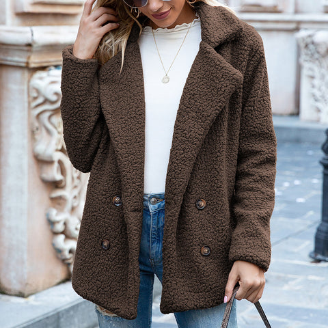 Loose Lapel Fluffy Coat Winter Button Jacket Cardigan Outwear For Women Clothing Loose Lapel Fluffy Coat Winter Button Jacket Cardigan Outwear For Women Clothing
