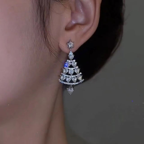 Women's High-quality Silver Needle Christmas Tree Earrings Women's High-quality Silver Needle Christmas Tree Earrings